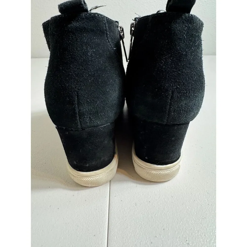 Blondo Glenda waterproof black suede wedge bootie sneaker ankle zippers sz 7.5